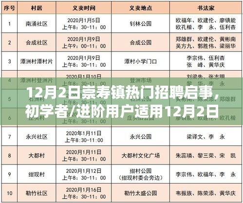 12月2日崇寿镇热门招聘启事详解，初学者与进阶用户的应聘全攻略