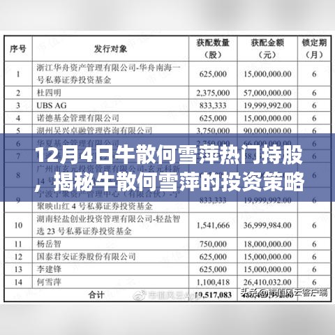 揭秘牛散何雪萍的投资策略，十二月四日热门持股动向分析