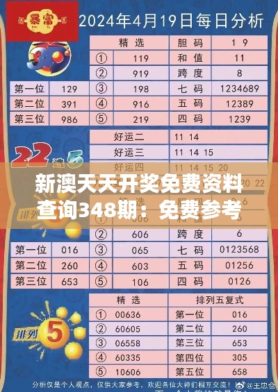 新澳天天开奖免费资料查询348期：免费参考资料的可信赖性分析