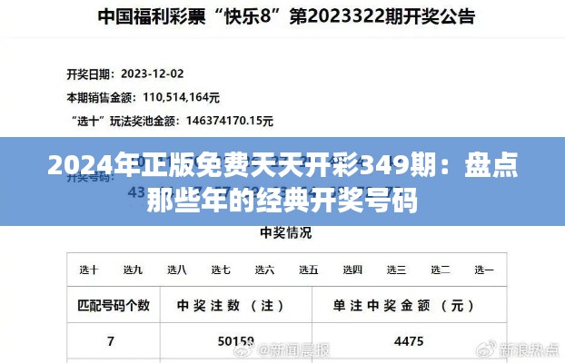 2024年正版免费天天开彩349期：盘点那些年的经典开奖号码