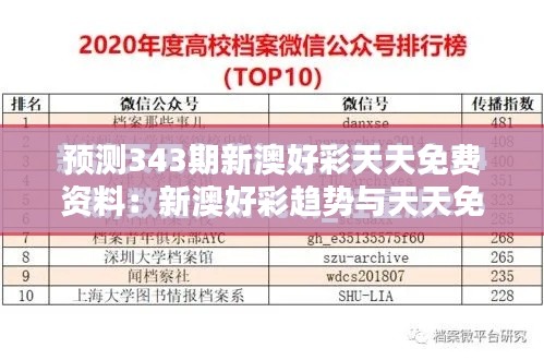 预测343期新澳好彩天天免费资料：新澳好彩趋势与天天免费资料的互动