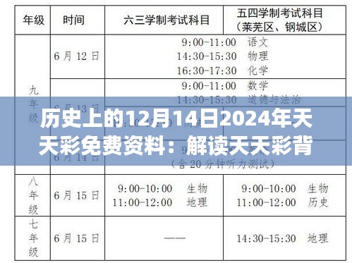 历史上的12月14日2024年天天彩免费资料：解读天天彩背后的年历故事