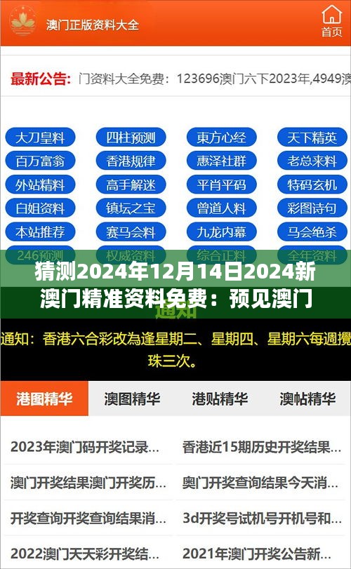 猜测2024年12月14日2024新澳门精准资料免费：预见澳门的数字化转型