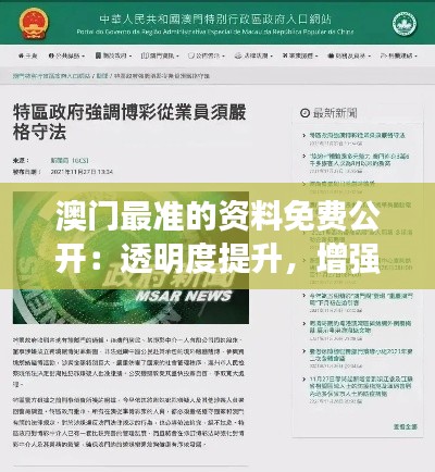 澳门最准的资料免费公开：透明度提升，增强公民参与感