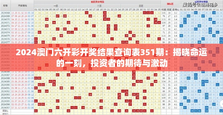 2024澳门六开彩开奖结果查询表351期：揭晓命运的一刻，投资者的期待与激动