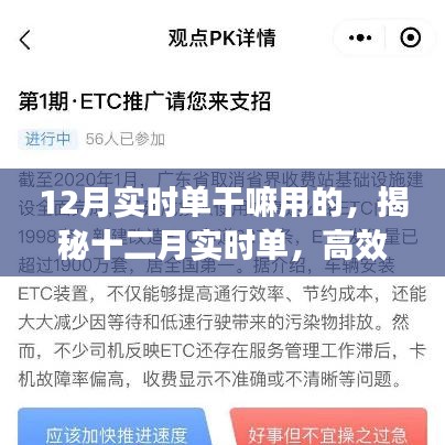 揭秘十二月实时单，高效利用让生活更便捷