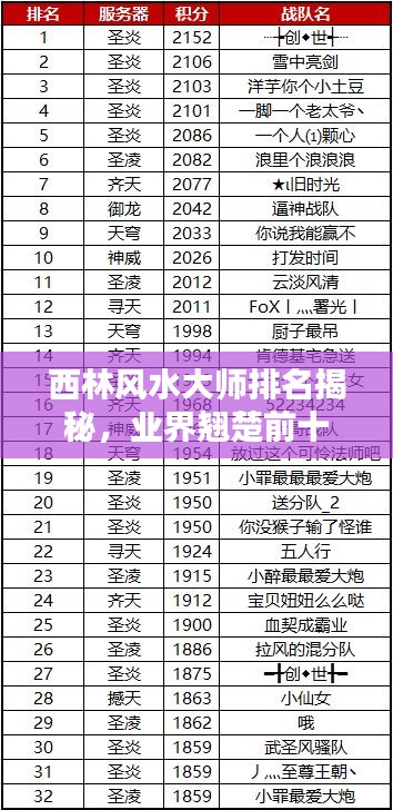 西林风水大师排名揭秘，业界翘楚前十名榜单！
