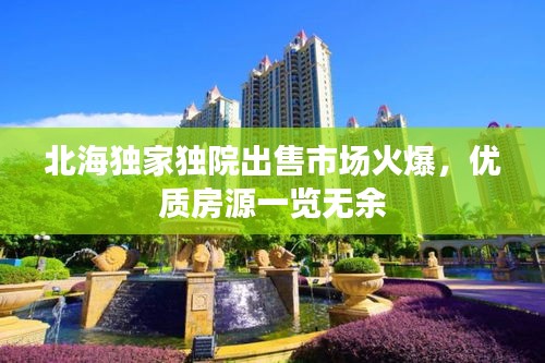 北海独家独院出售市场火爆，优质房源一览无余